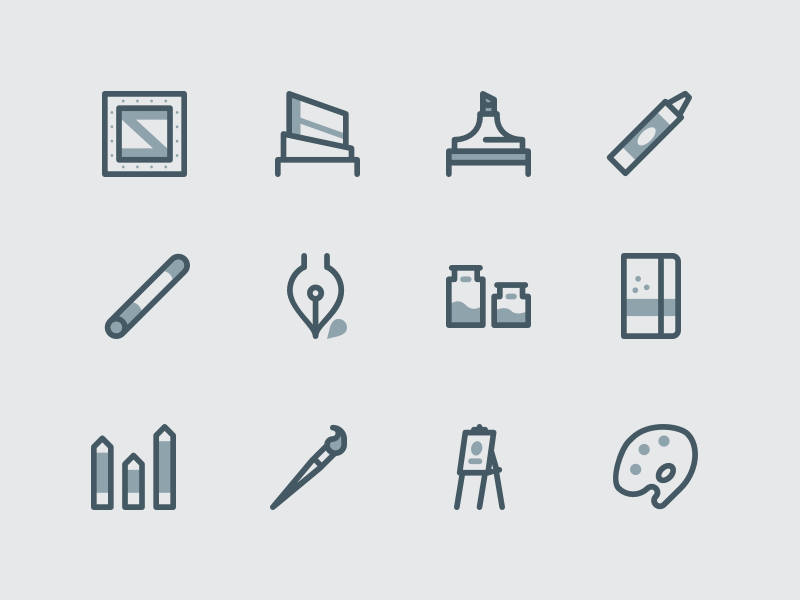 12个绘画工具图标 .sketch素材下载