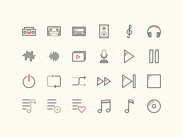 24个音乐相关的图标 .sketch素材下载