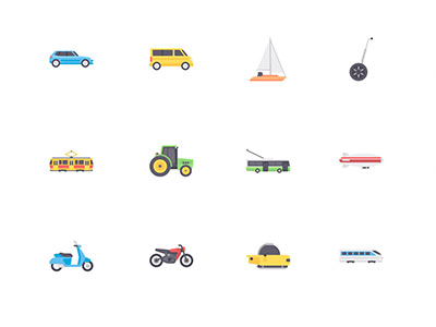30个扁平化交通工具图标 .sketch素材下载
