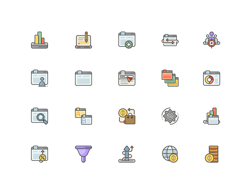 50个seo、网络营销相关图标 .sketch素材下载