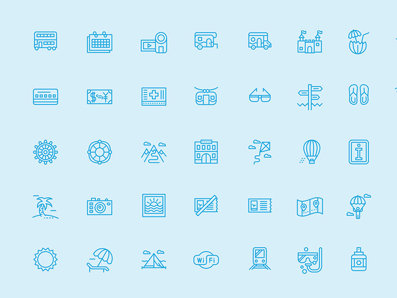 55个夏天度假主题图标 .sketch素材下载