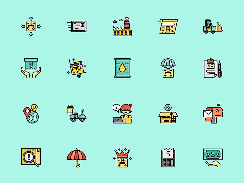 50个快递物流相关图标 .sketch素材下载