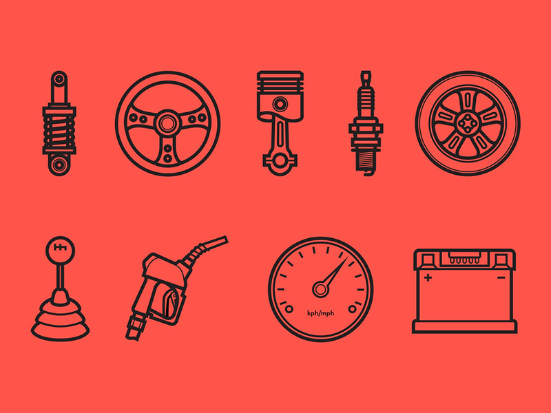 一组汽车零部件图标 .sketch素材下载