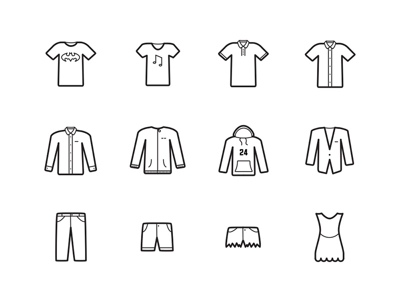 一组服饰相关图标 .sketch素材下载