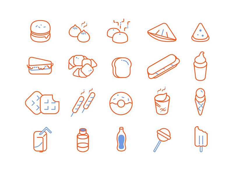 一组线形美食图标 .sketch素材下载