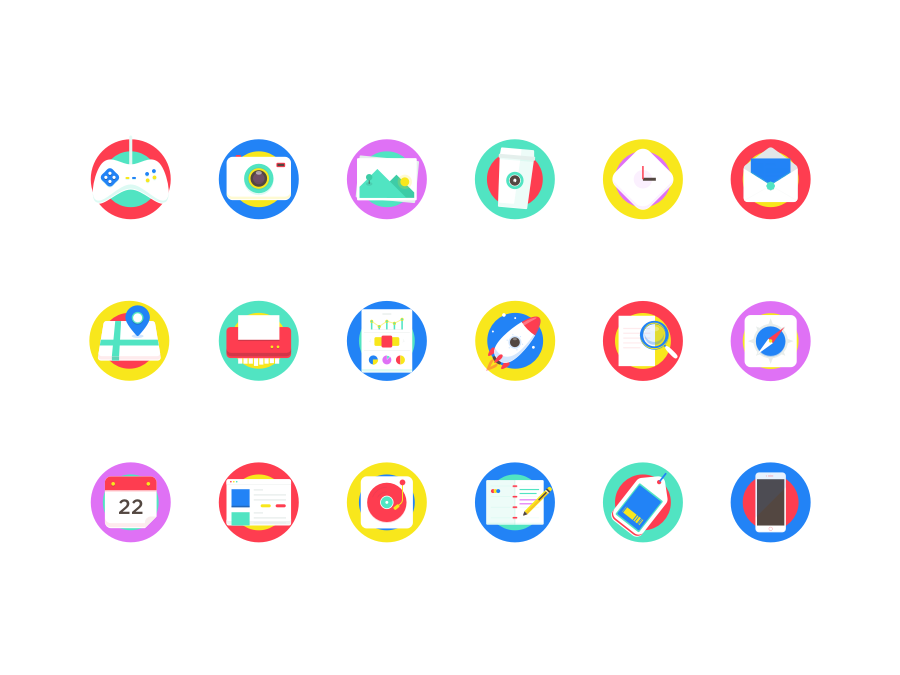 一组撞色风格图标 .sketch素材下载