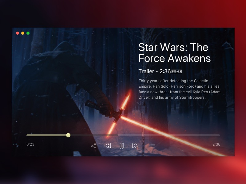 一个简洁的视频播放界面ui .sketch素材下载