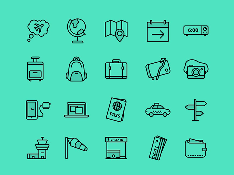 一组旅行相关的图标 .sketch素材下载