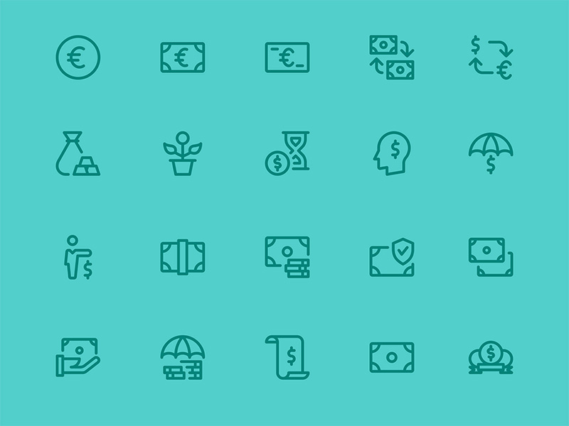 90个金融货币相关图标 .sketch素材下载