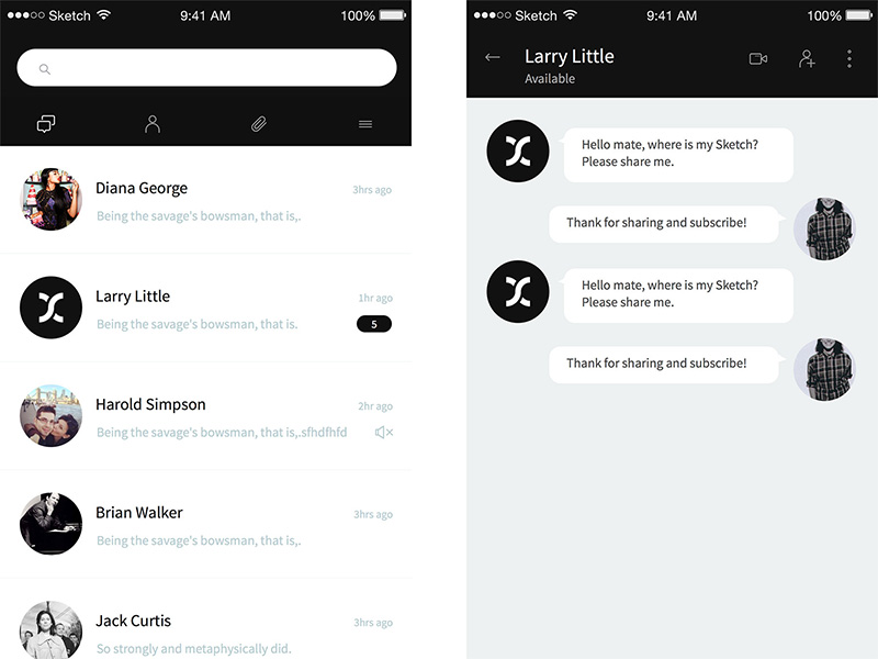 Chat App ui .sketch素材下载