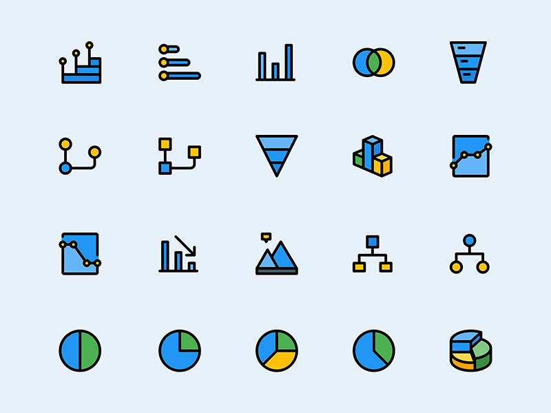 70个数据分析图表图标.sketch素材下载