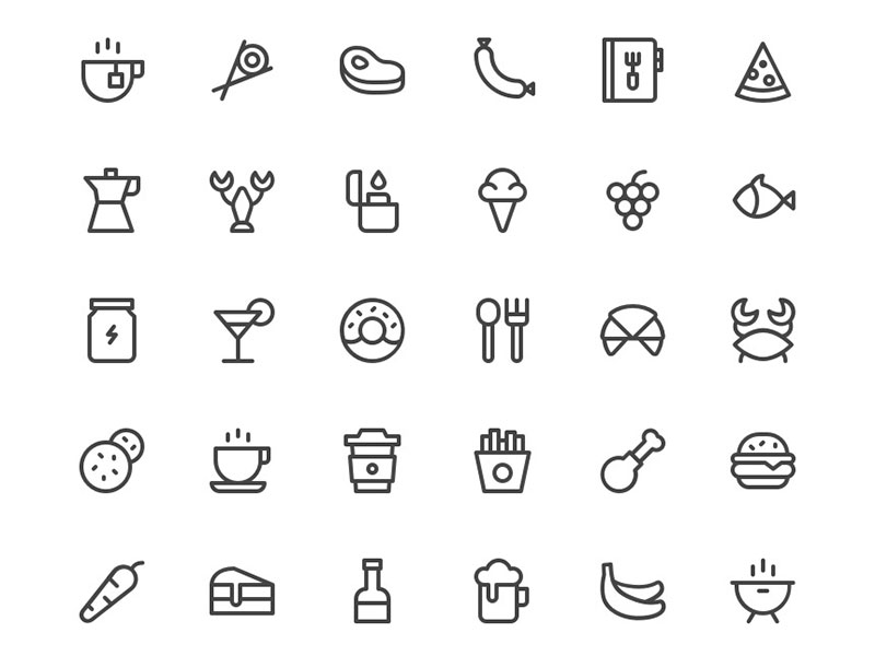 一组厨房工具与食物相关的图标.sketch下载