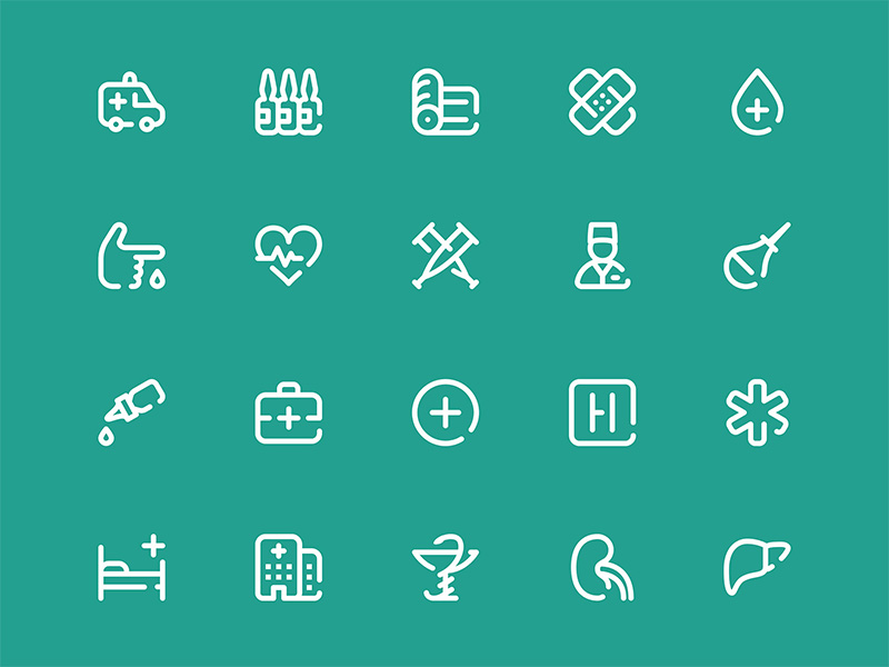 50 个医院、医疗卫生相关图标 .sketch素材下载