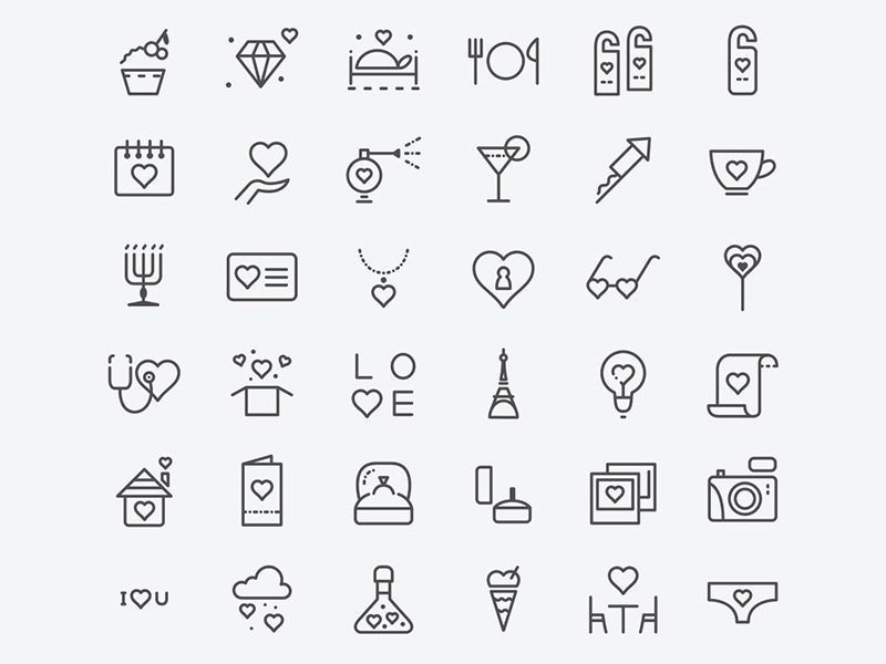 一组情人节相关的图标 .sketch素材下载