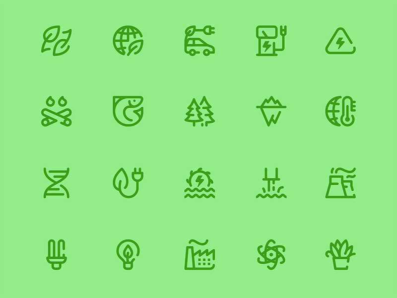 50个生态绿色能源相关的图标 .sketch素材下载