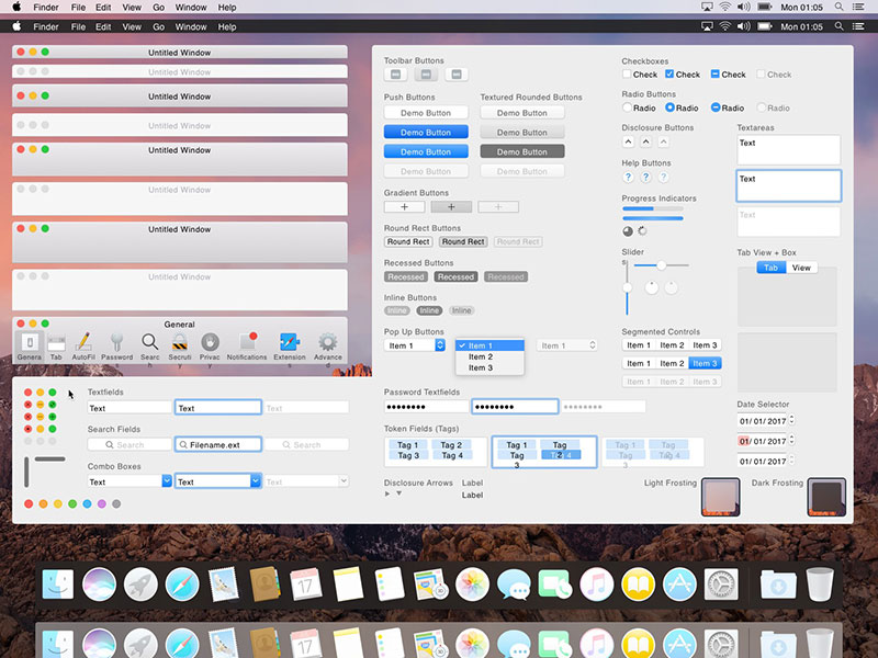 macOs ui kit .sketch素材下载