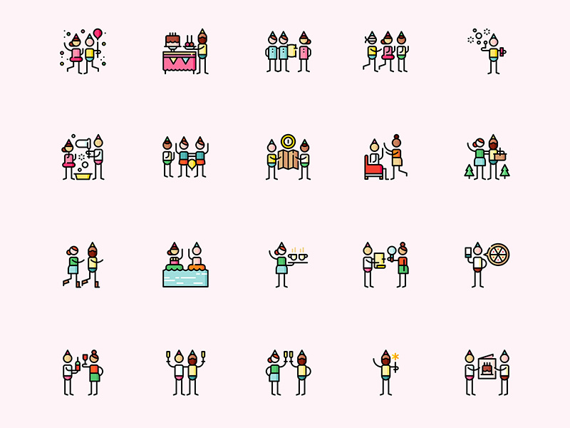 50个生日派对图标 .sketch素材下载
