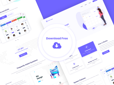 Event Management APP site landing page .sketch素材下载