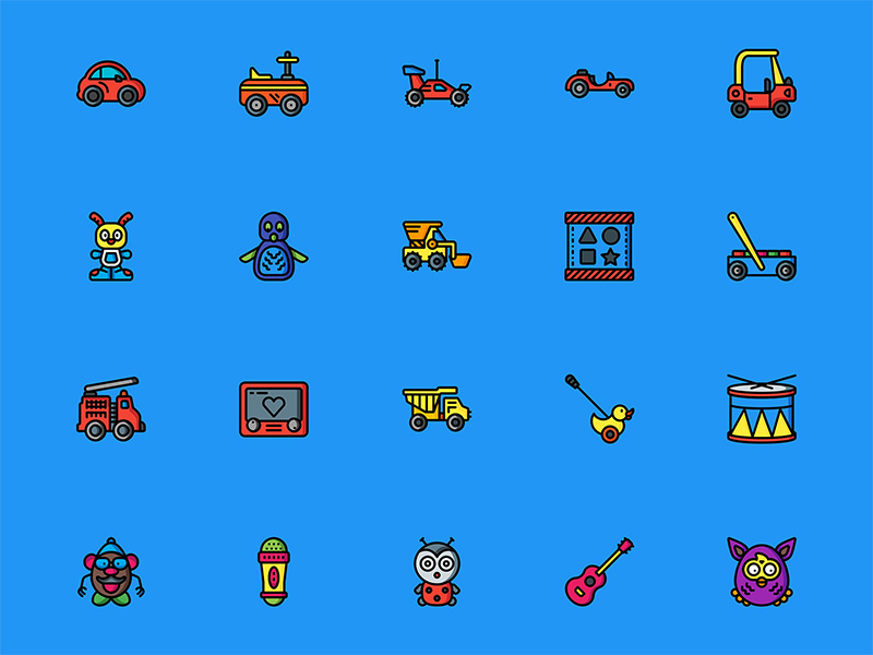 70个彩色玩具图标 .sketch素材下载