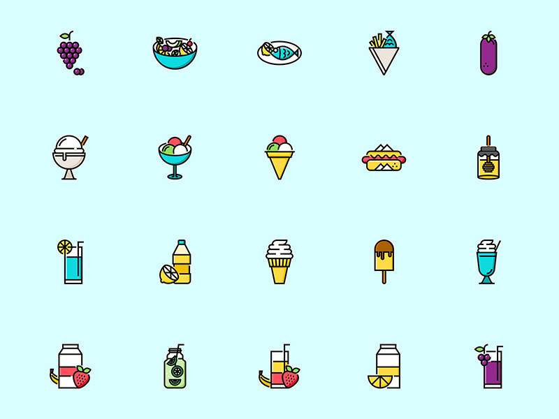 100个夏天美食图标 .sketch素材下载