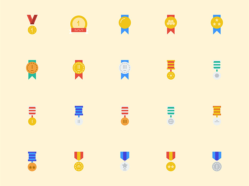 100个扁平化勋章图标 .sketch素材下载