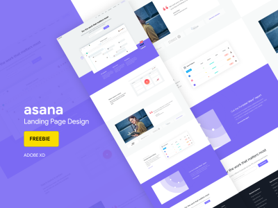 SAAS在线工具Asana 网站落地页 .xd素材下载