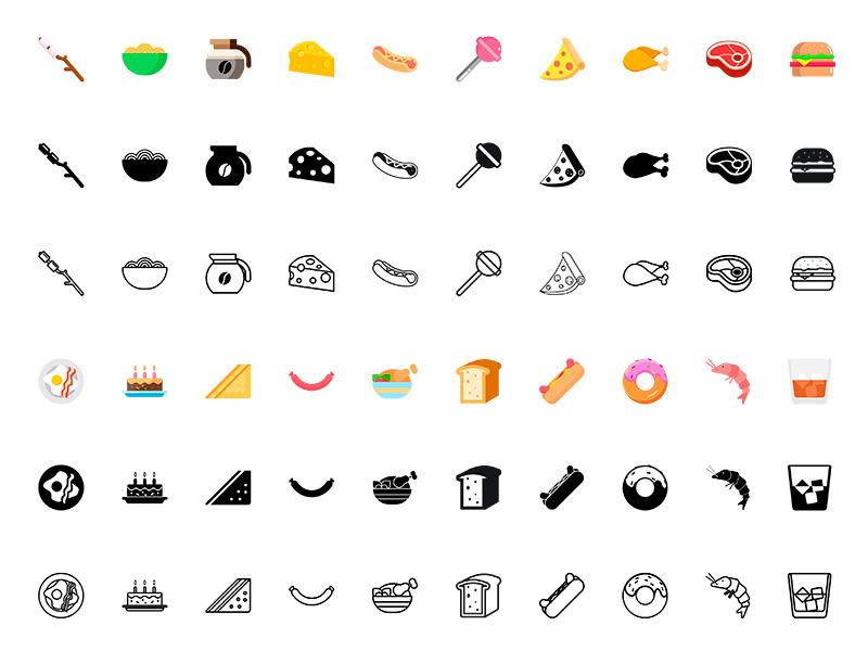 58X3 美食图标ASAGDESIGN 三种风格 .sketch .svg .psd素材下载