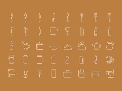 线条风格厨房工具图标 .sketch素材下载