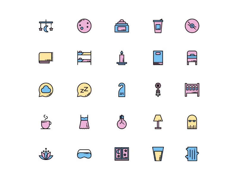 50个睡眠相关的图标 .sketch素材下载