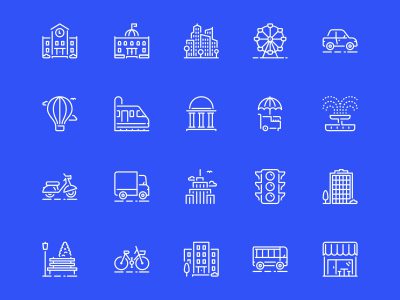 一组城市元素图标 .sketch素材下载