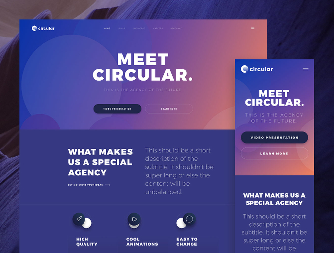 5个响应式落地页模板 circular  .sketch素材下载