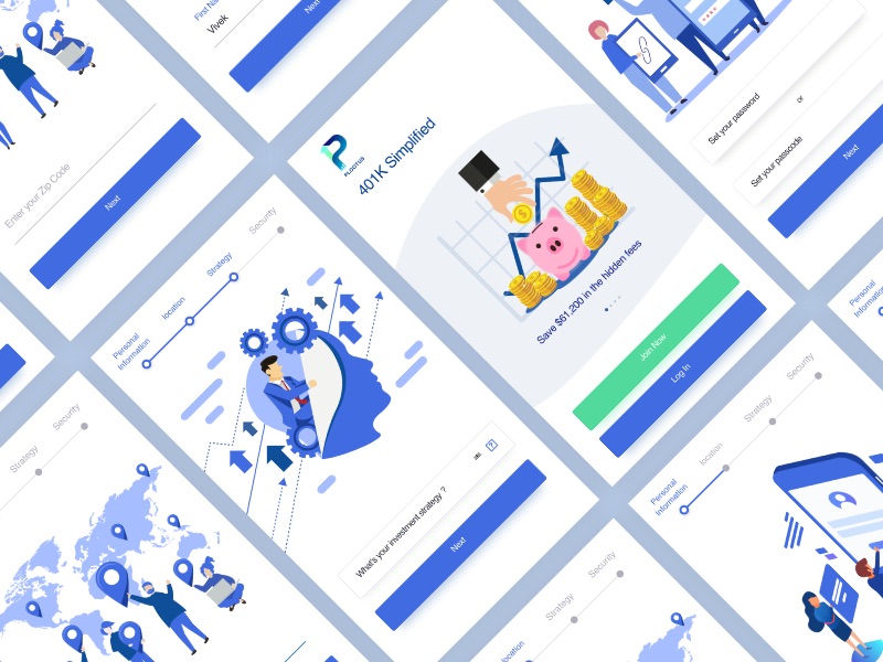 app 插画风个onboarding & login页面 .sketch素材下载