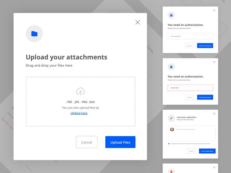 一组简洁的模式对话框模板 .sketch素材下载