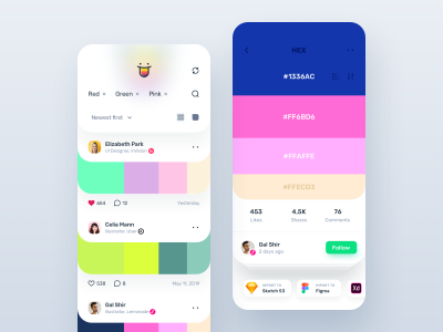 Color Hunt app ui .xd素材下载