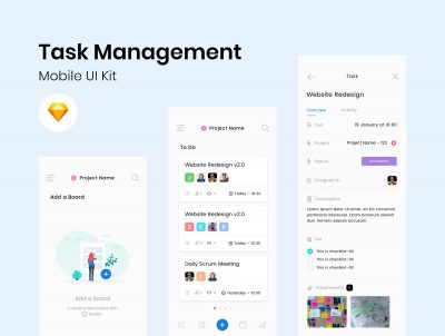 任务管理系统app ui .sketch素材下载
