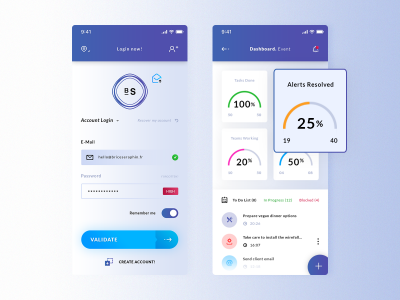 app 登录、数据仪表盘ui .psd素材下载