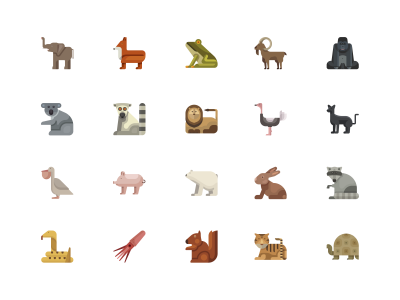 50个扁平化小动物图标 .sketch素材下载