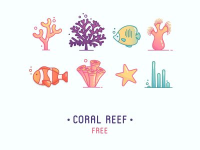 一组海底生物图标 .eps素材下载