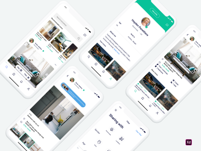 Roomate app ui  .xd素材下载