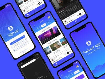 Podcast 蓝色主题UI redesign .sketch素材下载