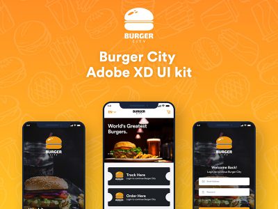 Burger City  Adobe XD app UI kit .xd素材下载
