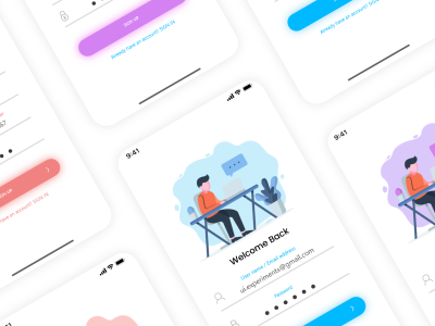 app登录、注册UI 、插画 .xd素材下载