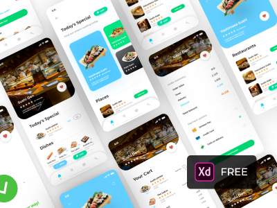 外卖预订app ui .xd素材下载