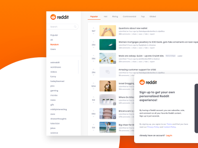 Reddit Redesign 网页模板 .sketch素材下载
