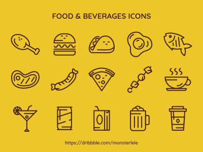 美食、饮料相关元素图标 .ai .eps素材下载