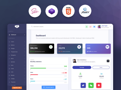 Bamburgh admin dashboard 网页后台模板 .html下载
