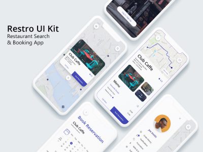 酒店app 地图搜索、预订页面ui Restro .xd素材下载