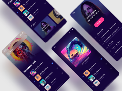 深色主题音乐app ui .xd素材下载
