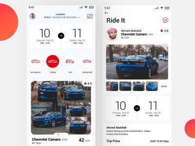 租车app ui .xd素材下载