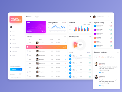 金融钱包应用后台dashboard .xd素材下载